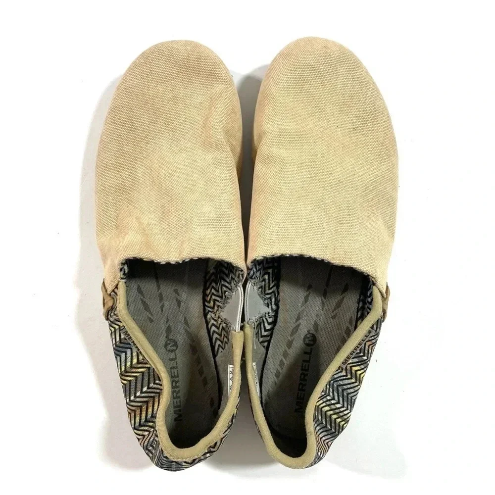 New Merrell Rucksack Canvas Slip On Shoes Tan Chevron